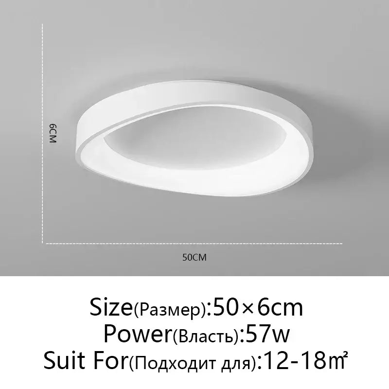 Modern white oval led round ceiling lamp living room remote dimming