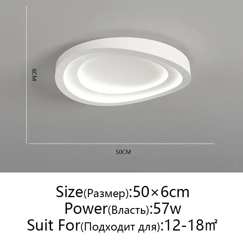 Modern white oval led round ceiling lamp living room remote dimming