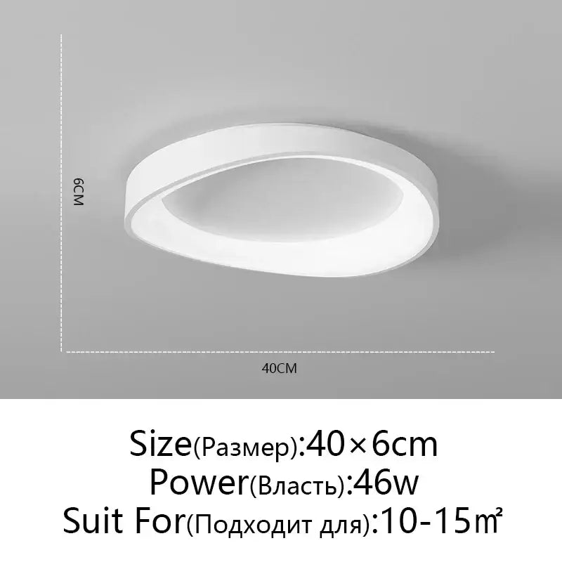 Modern white oval led round ceiling lamp living room remote dimming