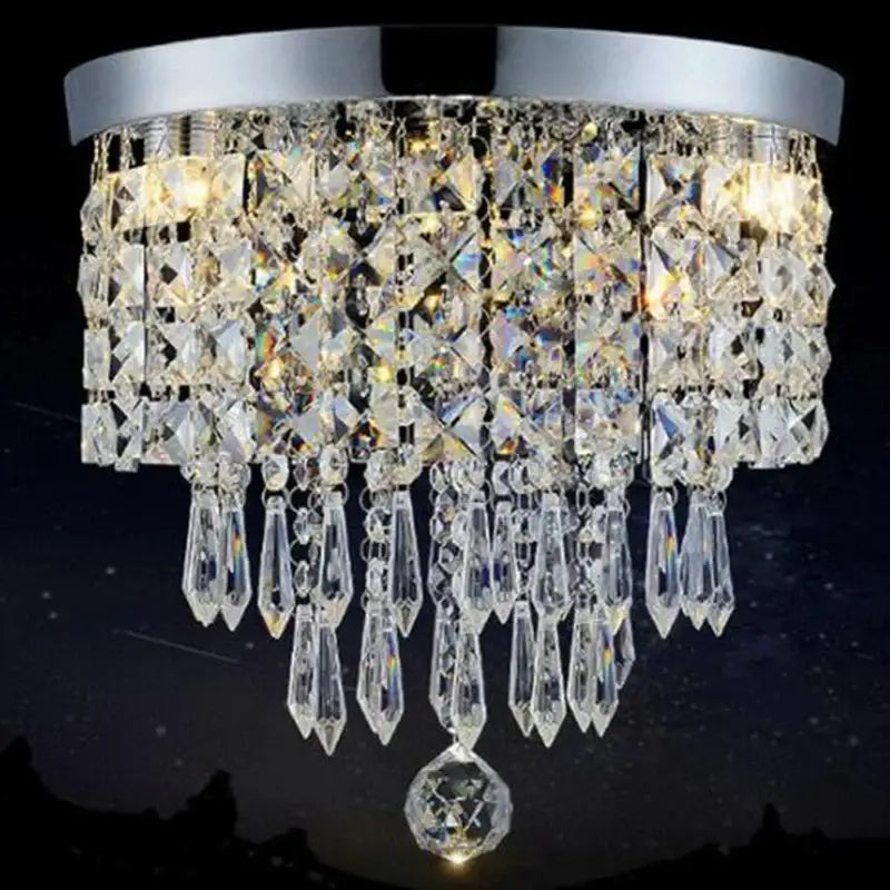 Modern chrome crystal led round ceiling light entrance lamp