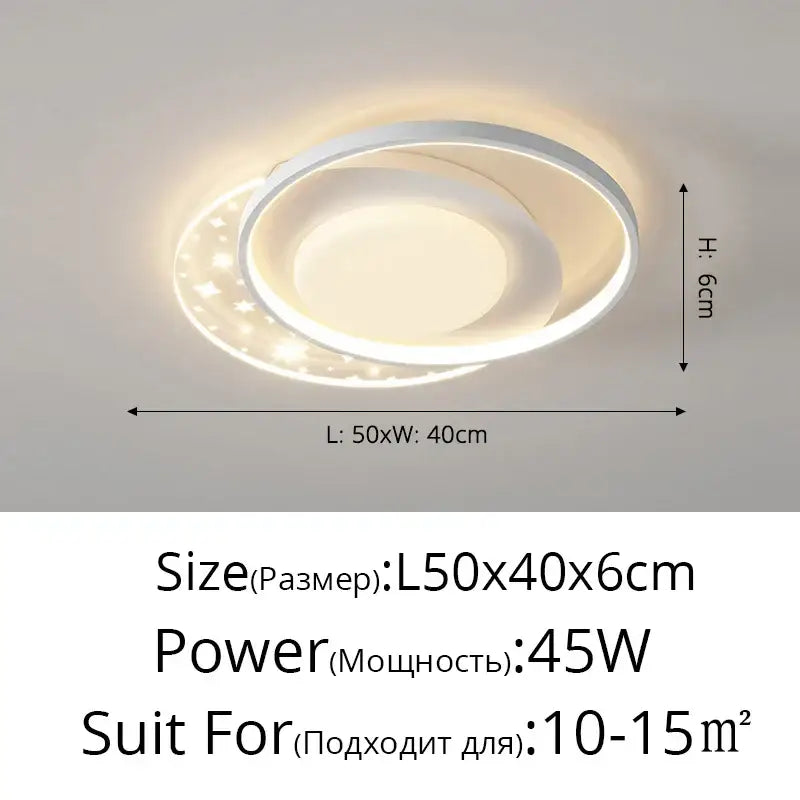 Modern white starry led round ceiling light – bedroom square panels