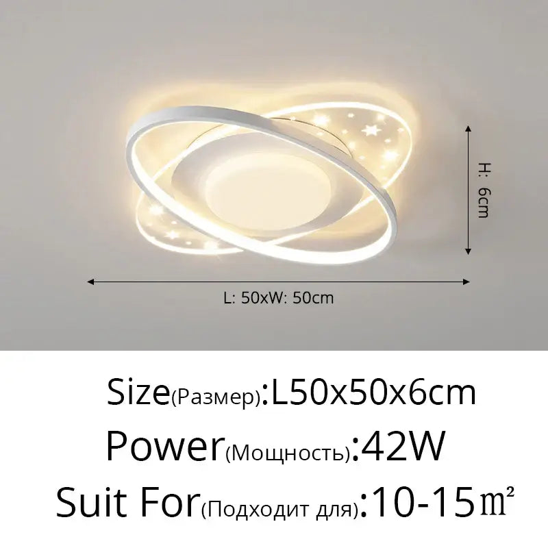 Modern white starry led round ceiling light – bedroom square panels