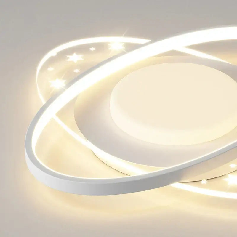 Modern white starry led round ceiling light – bedroom square panels