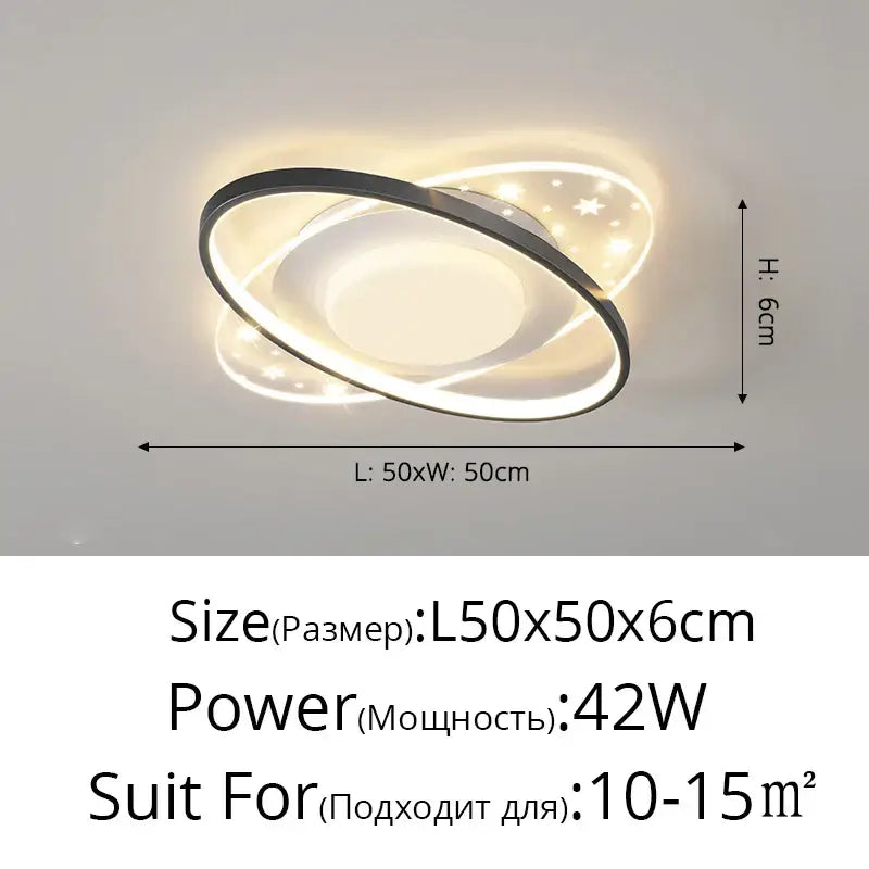 Modern white starry led round ceiling light – bedroom square panels