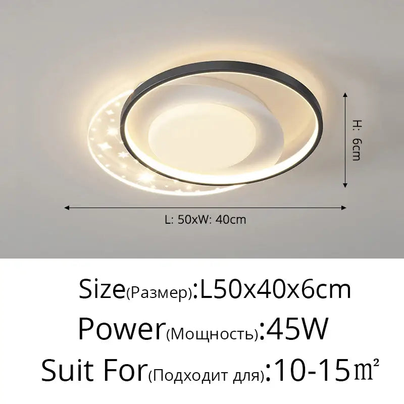 Modern white starry led round ceiling light – bedroom square panels