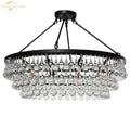 Modern brass led round glass crystal chandelier living room light
