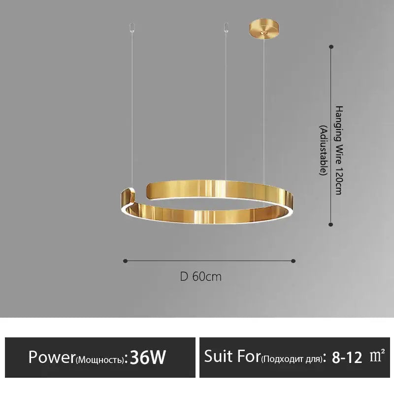 Modern minimalist led round ring chandelier for dining room