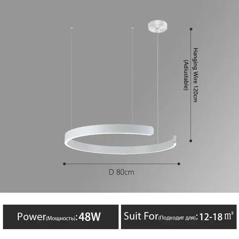 Modern minimalist led round ring chandelier for dining room