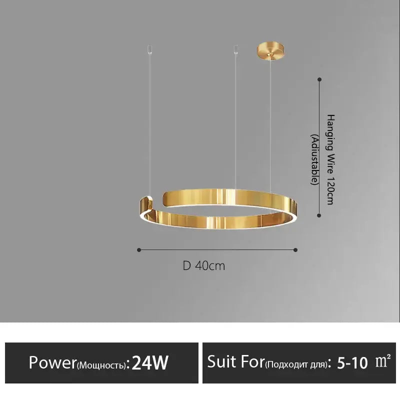 Modern minimalist led round ring chandelier for dining room
