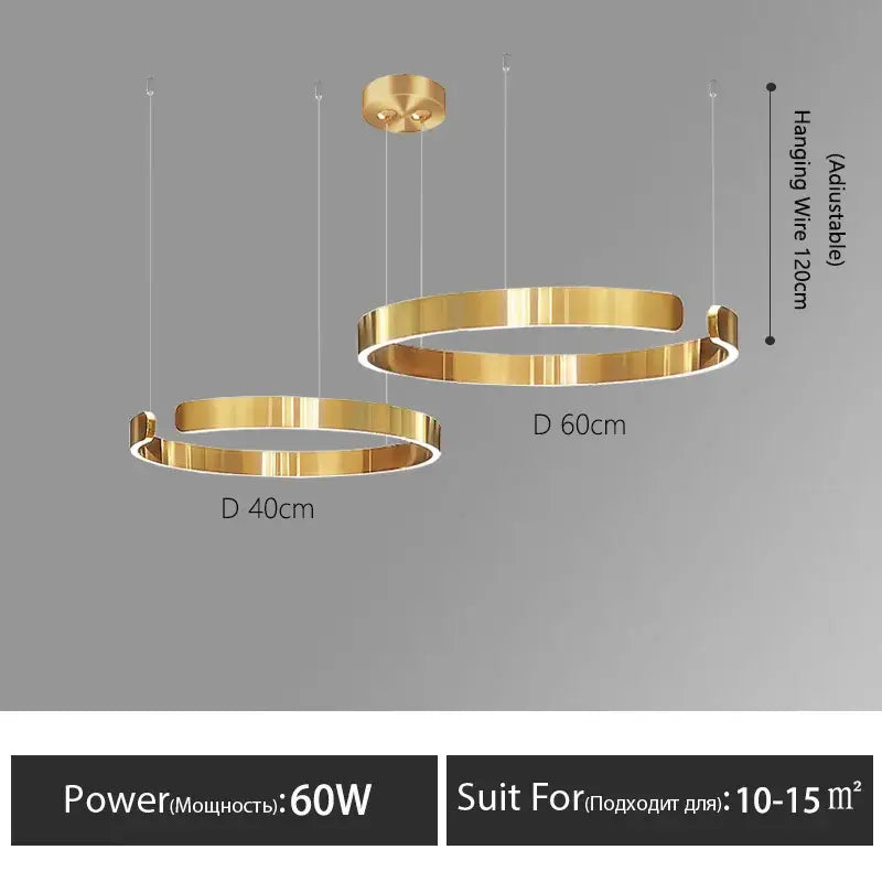 Modern minimalist led round ring chandelier for dining room