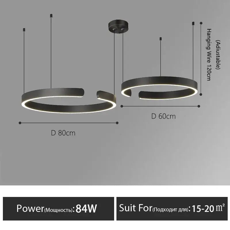 Modern minimalist led round ring chandelier for dining room