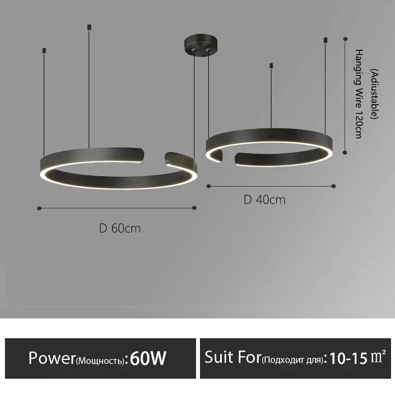 Modern minimalist led round ring chandelier for dining room