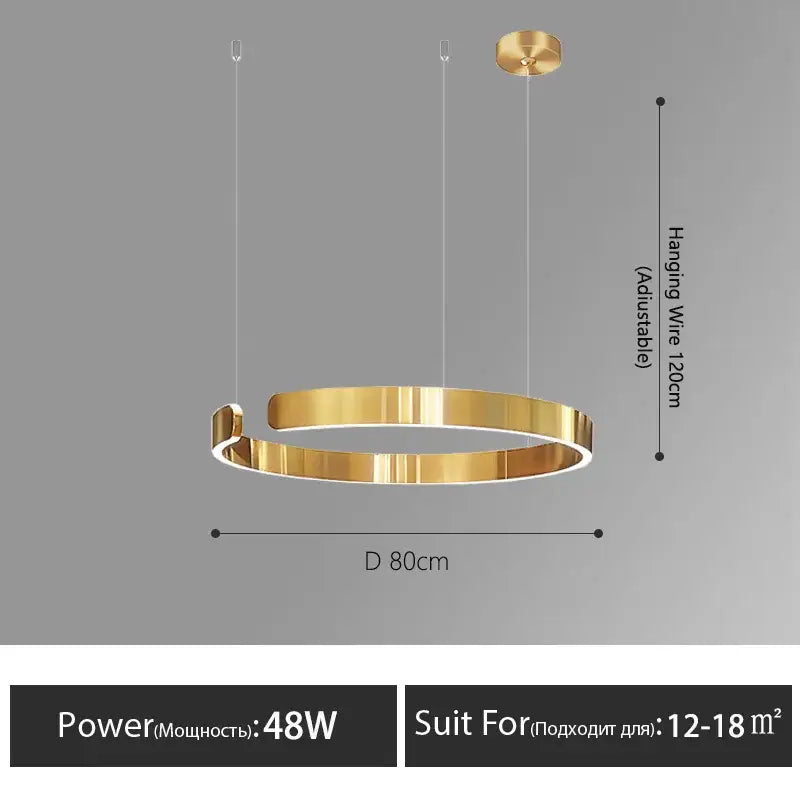 Modern minimalist led round ring chandelier for dining room