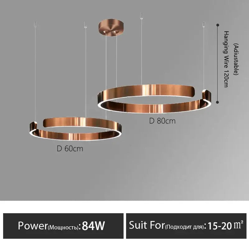 Modern minimalist led round ring chandelier for dining room