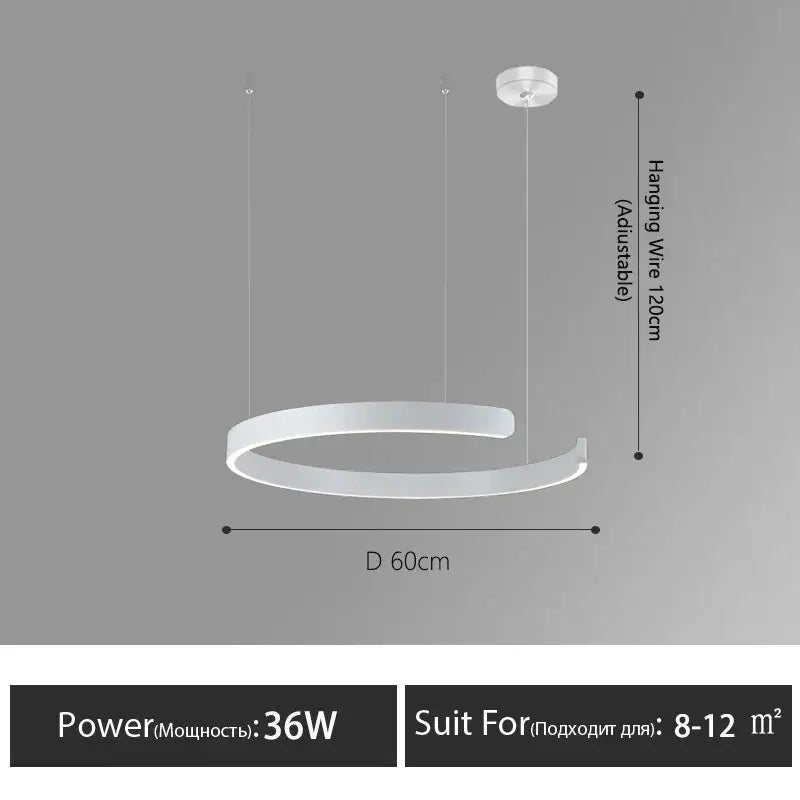 Modern minimalist led round ring chandelier for dining room