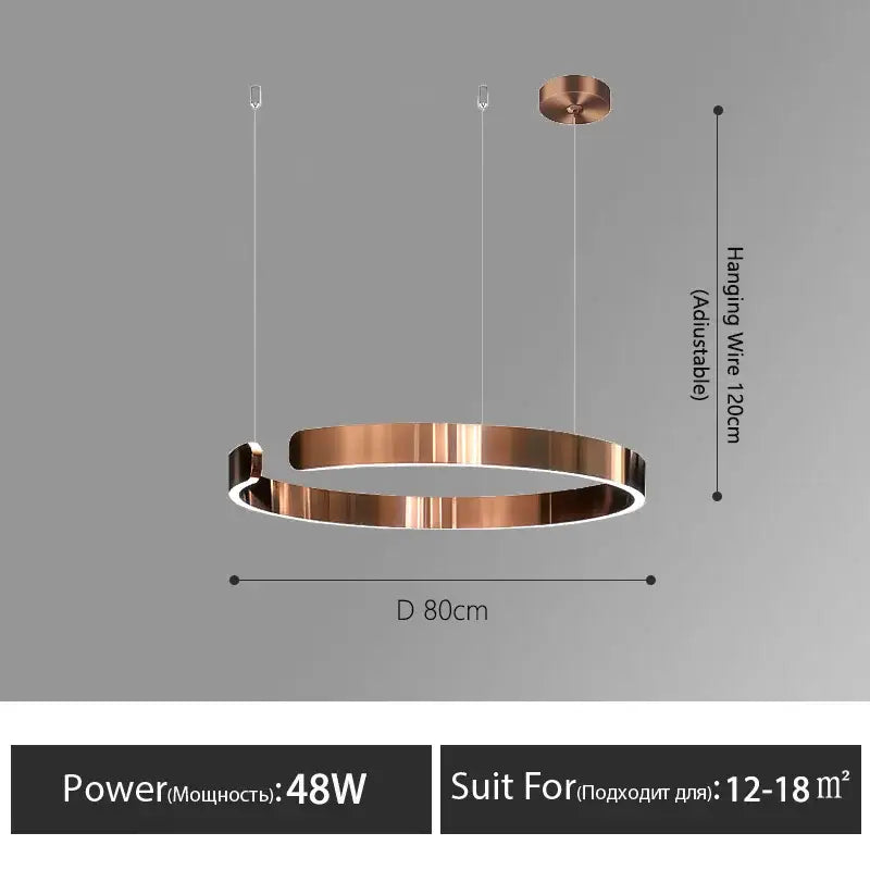 Modern minimalist led round ring chandelier for dining room