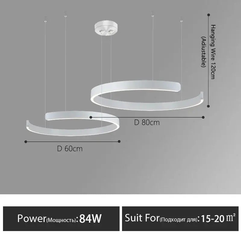 Modern minimalist led round ring chandelier for dining room