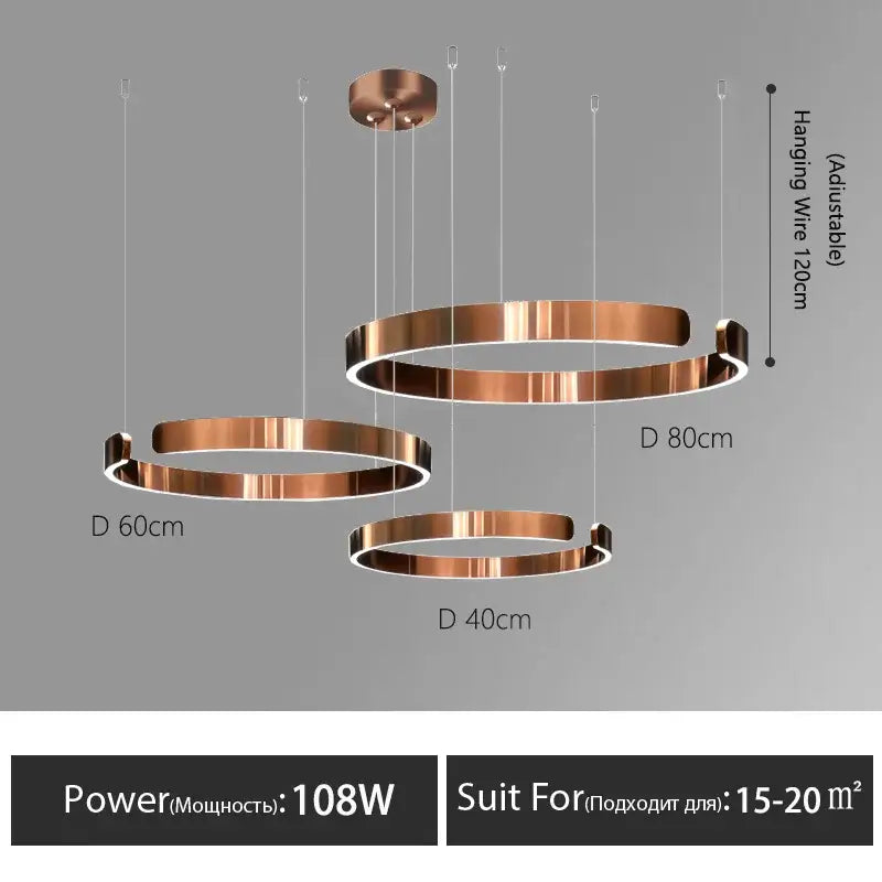 Modern minimalist led round ring chandelier for dining room