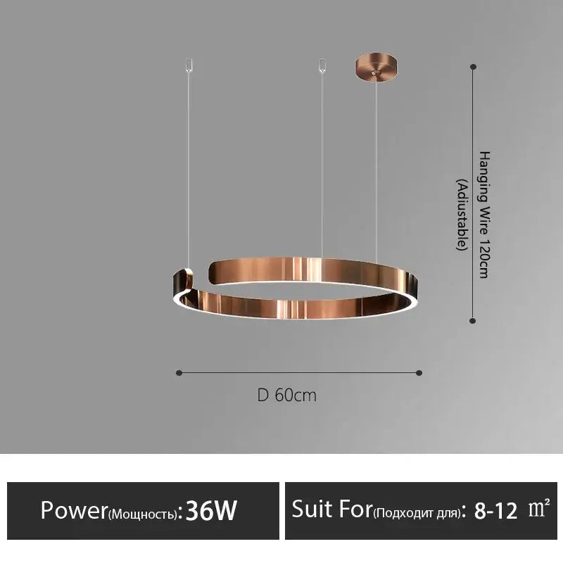 Modern minimalist led round ring chandelier for dining room
