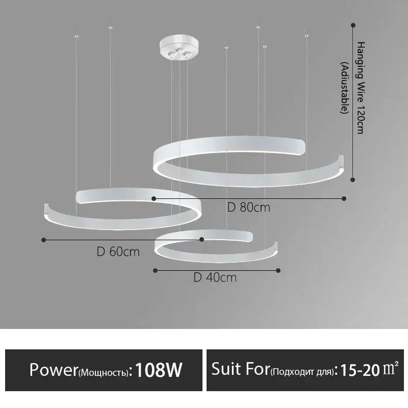 Modern minimalist led round ring chandelier for dining room