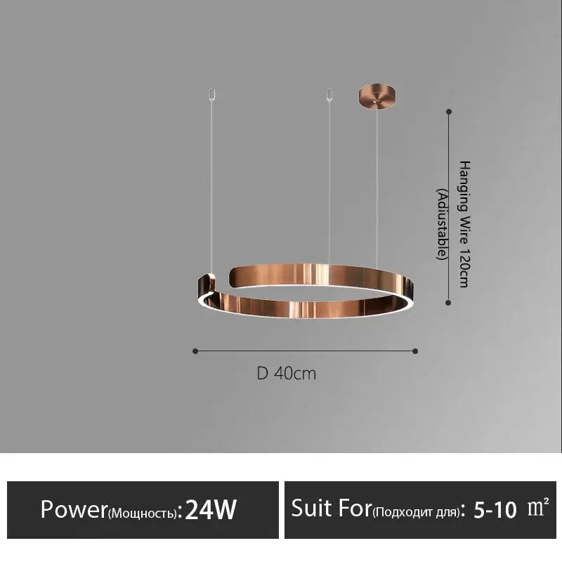 Modern minimalist led round ring chandelier for dining room