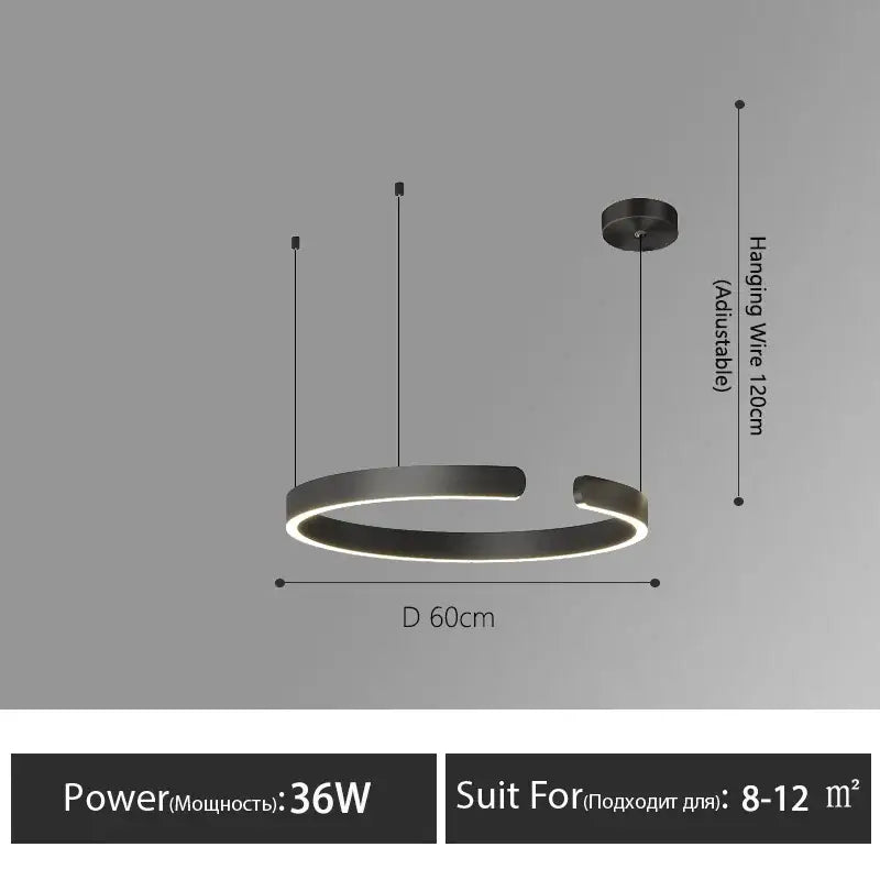 Modern minimalist led round ring chandelier for dining room