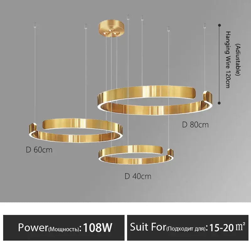 Modern minimalist led round ring chandelier for dining room