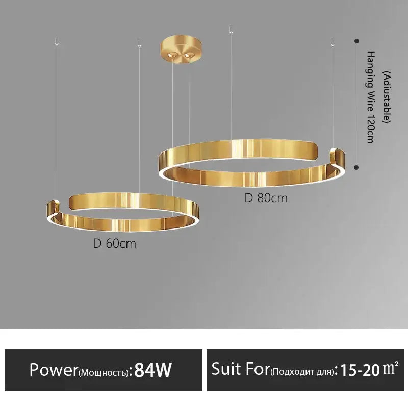 Modern minimalist led round ring chandelier for dining room