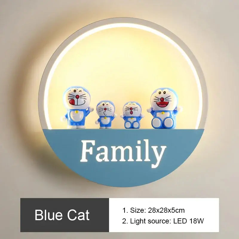 Modern round wall lamp with figurine shelf for children bedroom