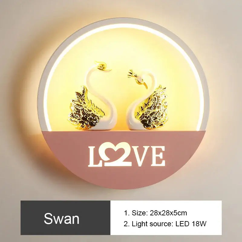 Modern round wall lamp with figurine shelf for children bedroom
