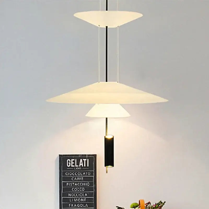 Modern white and black led saucer chandelier dining room pendant