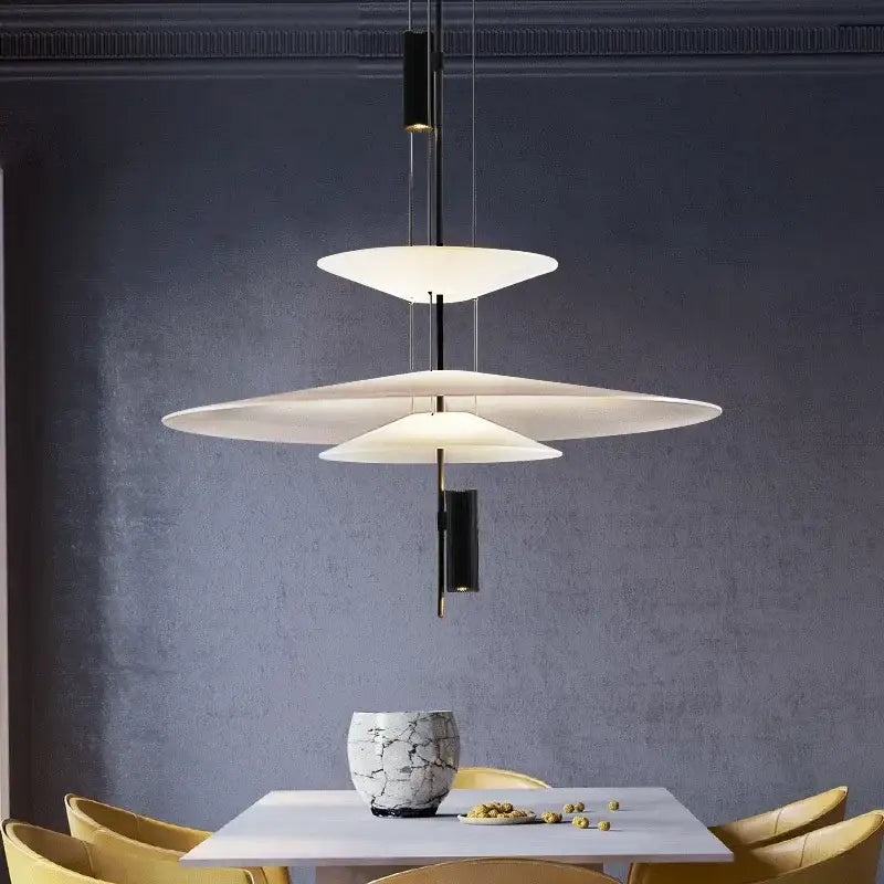 Modern white and black led saucer chandelier dining room pendant