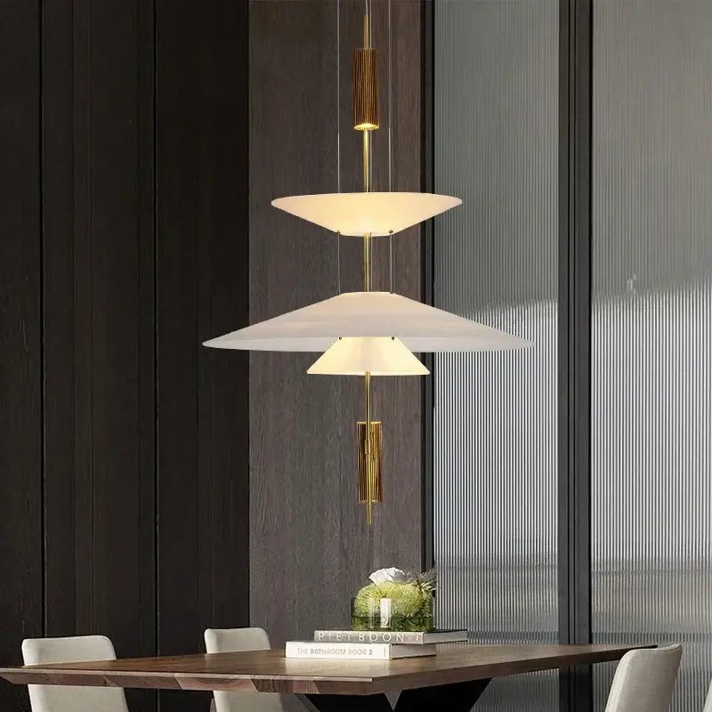 Modern white and black led saucer chandelier dining room pendant