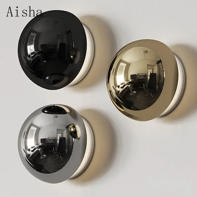 Scandinavian sconce wall lamp mirror – living room reflective decor