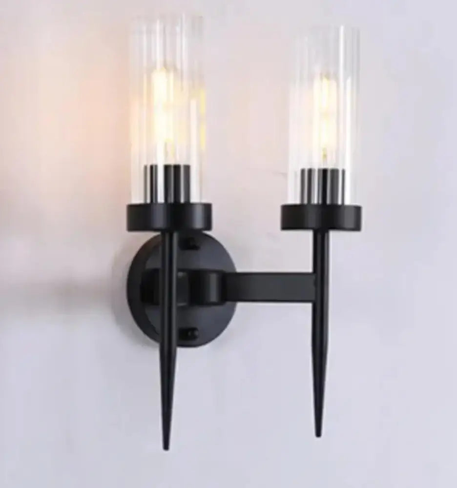 Modern gold ridged glass led sconce light for bedroom