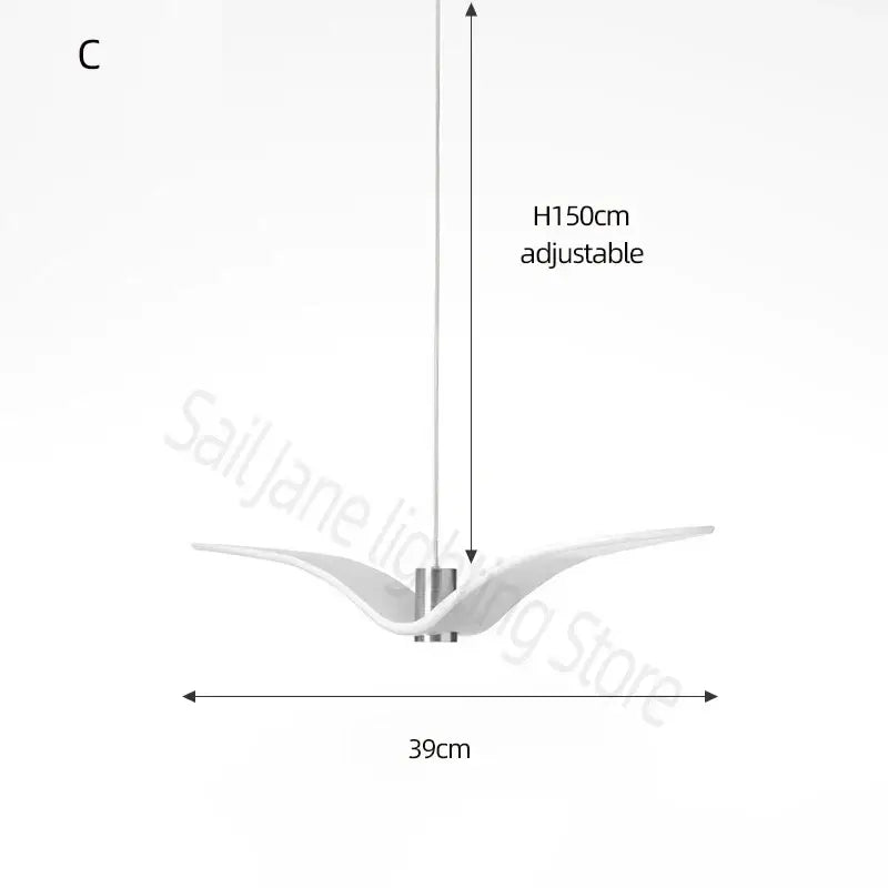 Modern white led seagull chandelier – dining room pendant light