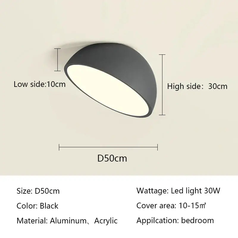 Modern white led semicircular ceiling light bedroom fixture