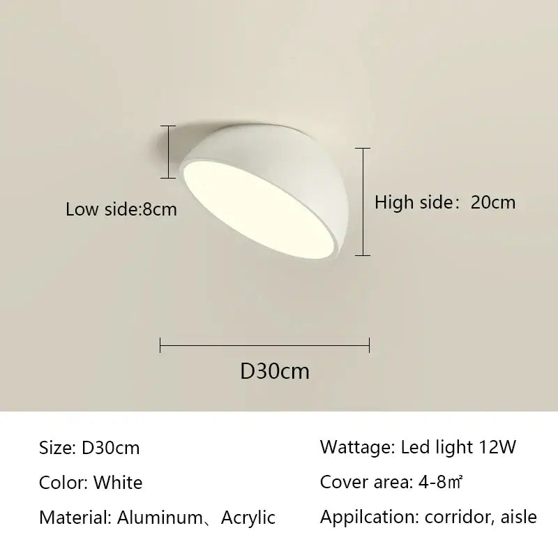 Modern white led semicircular ceiling light bedroom fixture
