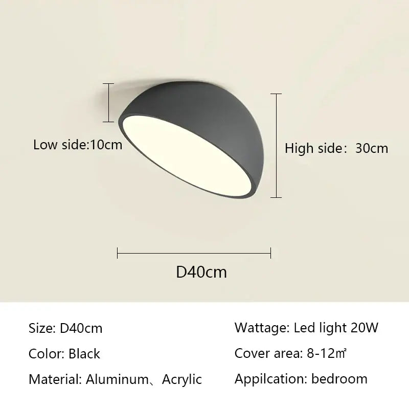 Modern white led semicircular ceiling light bedroom fixture