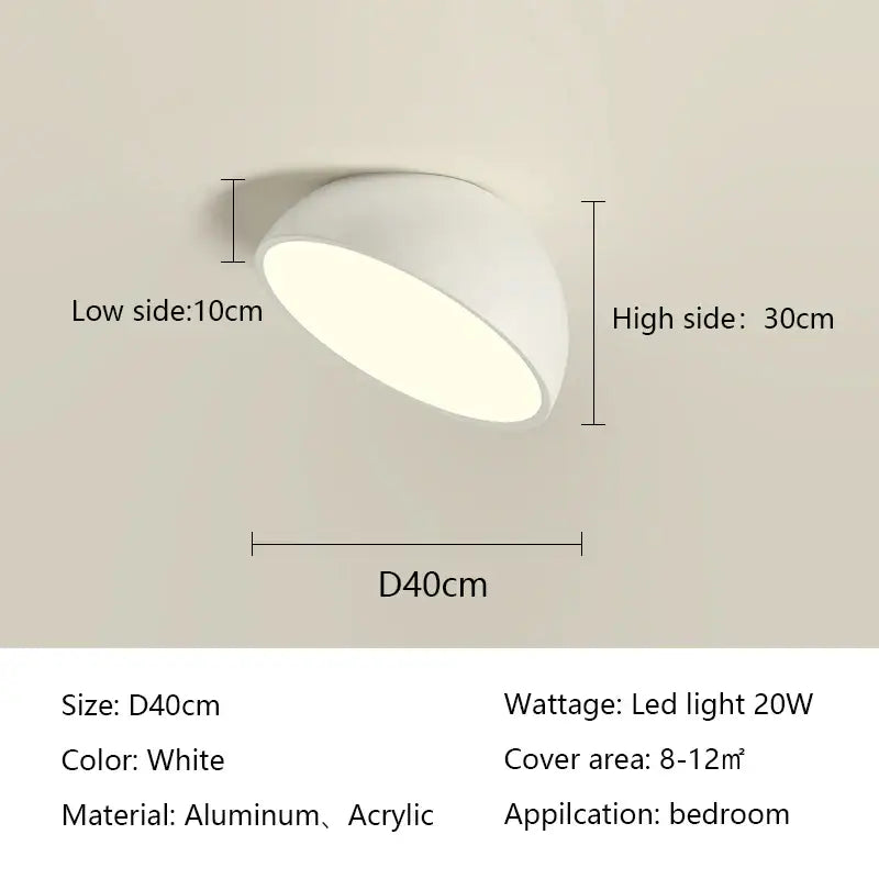 Modern white led semicircular ceiling light bedroom fixture