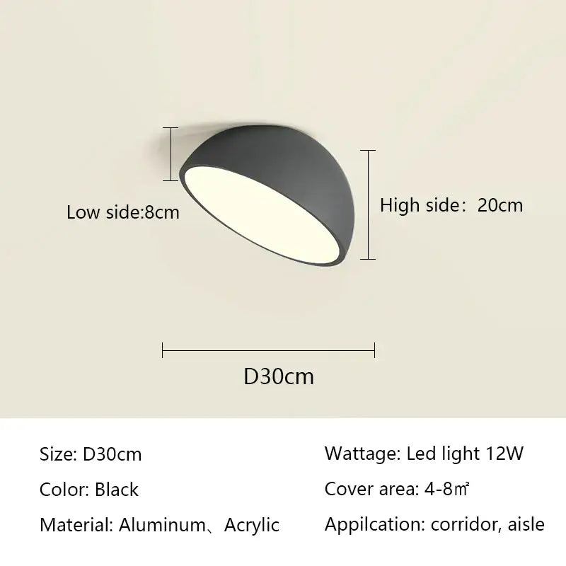 Modern white led semicircular ceiling light bedroom fixture