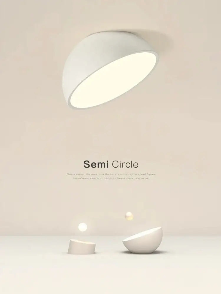 Modern white led semicircular ceiling light bedroom fixture