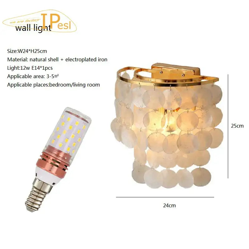 Modern gold led shell chandelier dining room tiered hanging light