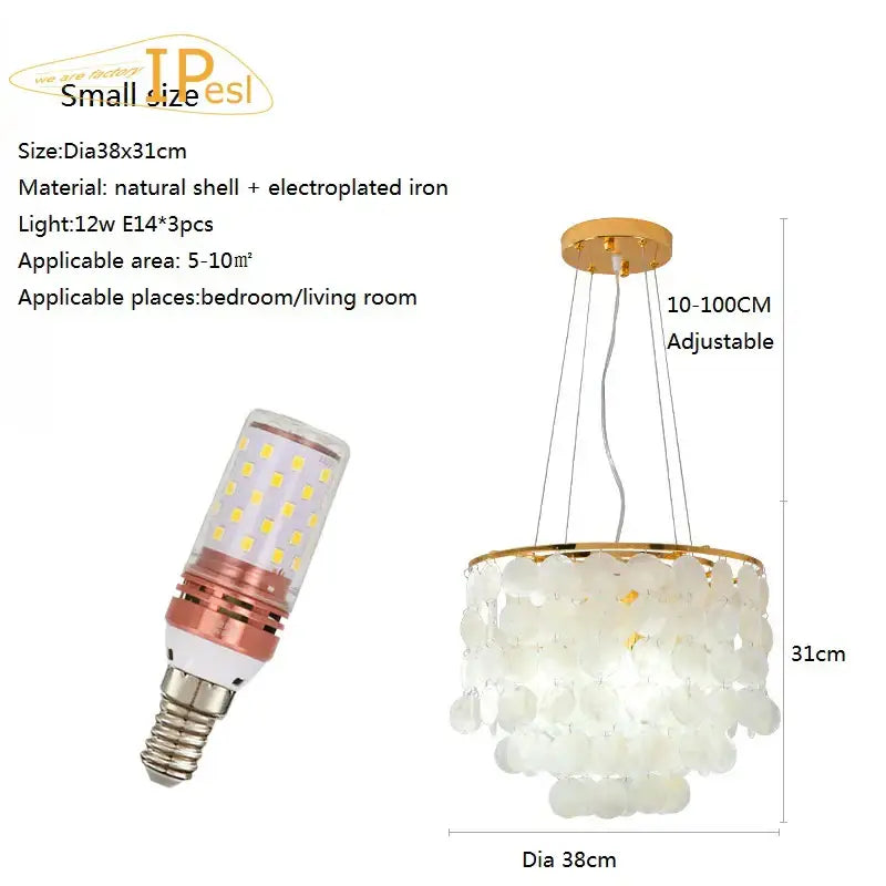 Modern gold led shell chandelier dining room tiered hanging light