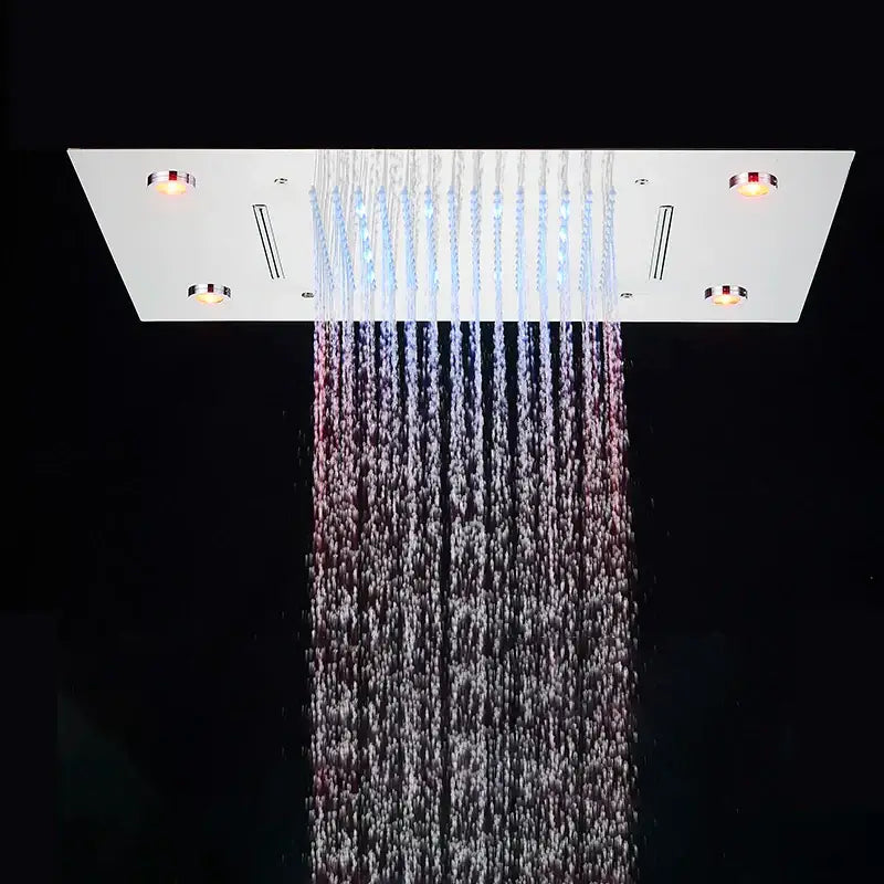 Modern black decorbites led shower faucet set bathroom rainfall head