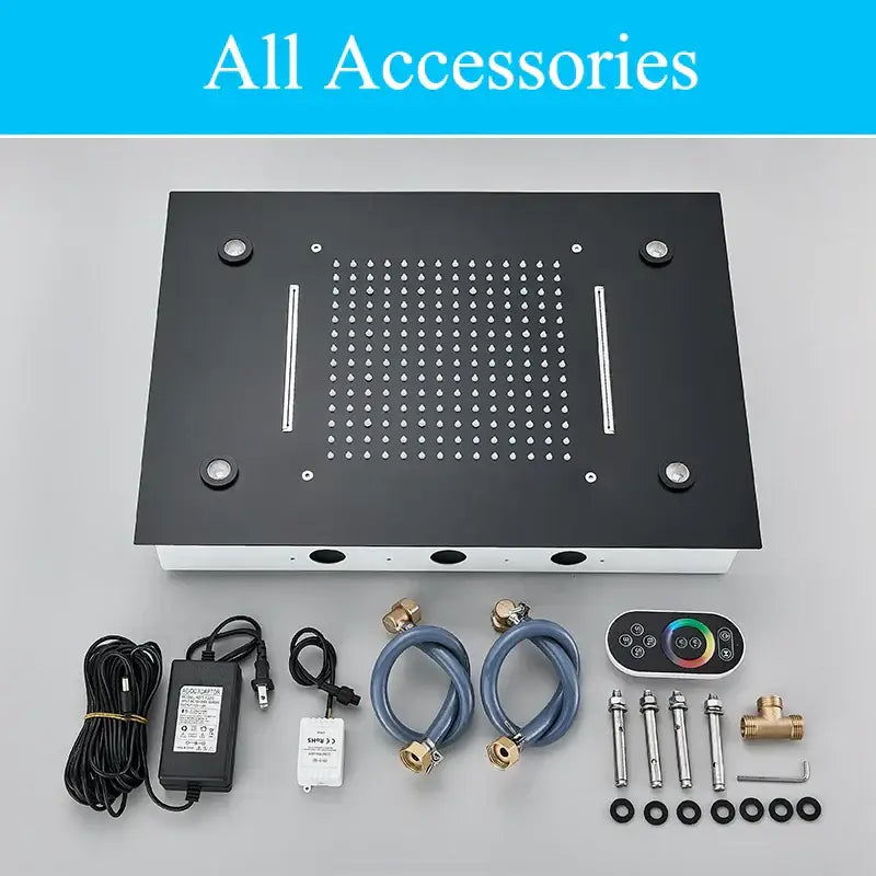 Modern black decorbites led shower faucet set bathroom rainfall head