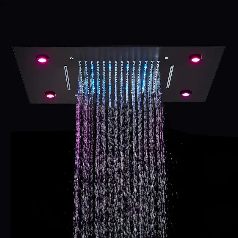 Modern black decorbites led shower faucet set bathroom rainfall head