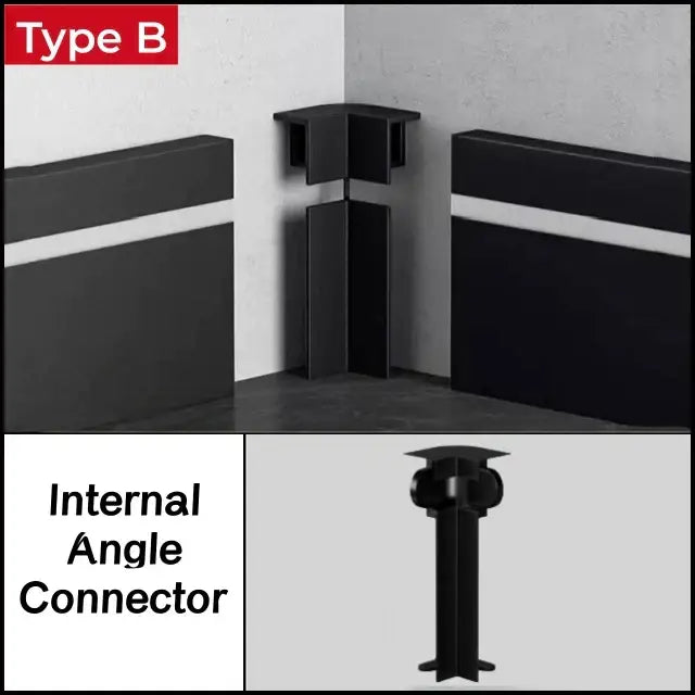 Modern wood & black led skirting aluminum profiles living room decor