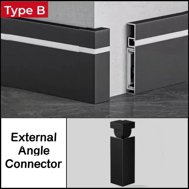 Modern wood & black led skirting aluminum profiles living room decor