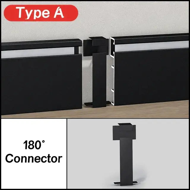 Modern wood & black led skirting aluminum profiles living room decor